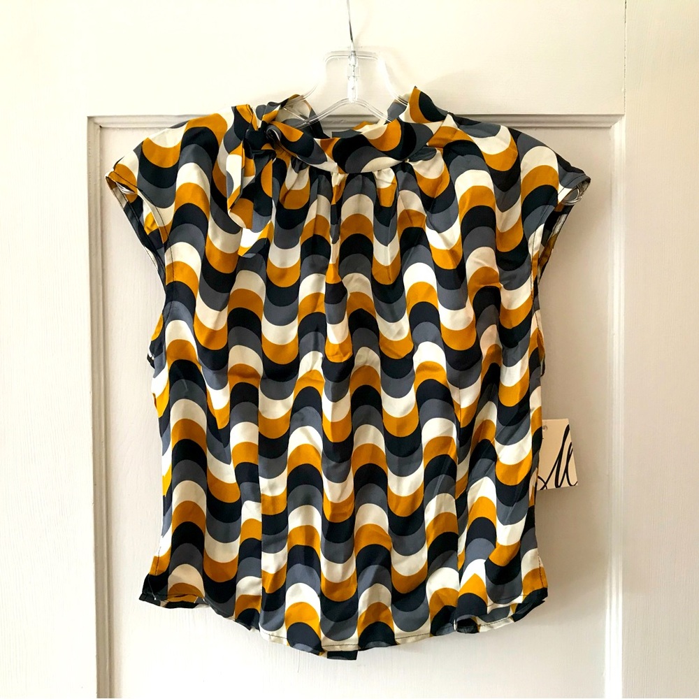 Milly | Retro Wavy Geometric Blouse 6